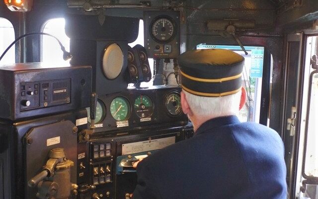 A Volunteer Demonstrating our Train Simulator
