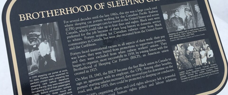 One of our historical railway plaques located in Roundhouse Park