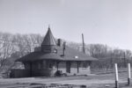 Black and white historical photo of Don Station